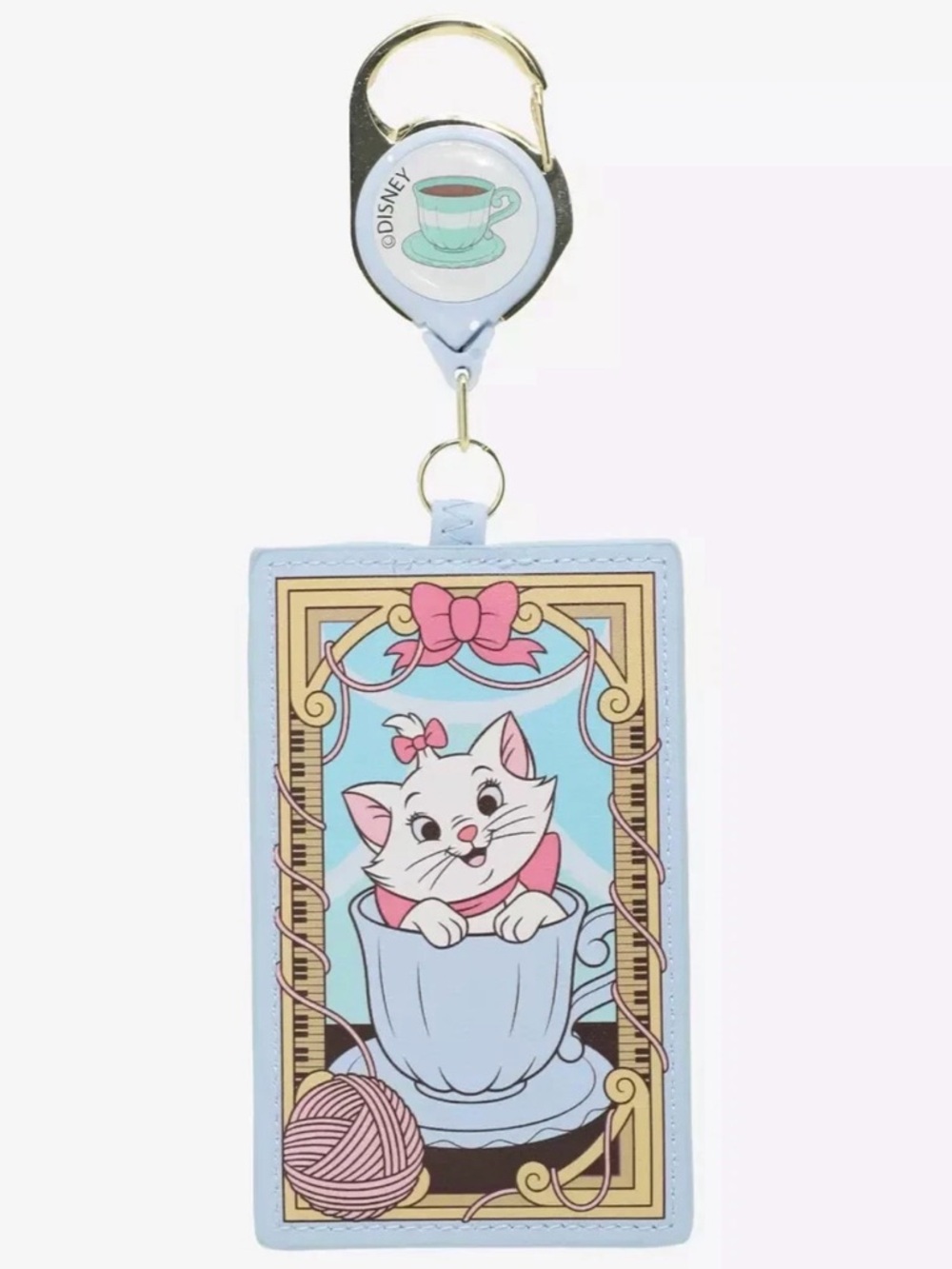 NWT Loungefly Disney Marie Tea Cup Yarn Aristocats Retractable Badge ID Holder